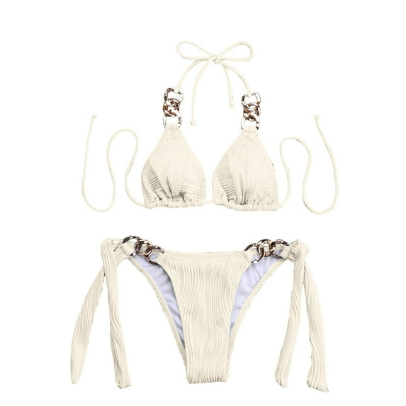 Cathalem Swimsuits for Women Women Two Piece Swimsuit Sexy Swimwear Halter String Triangle Bikini Sets (WH1,S)