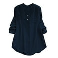 thumbnail image 1 of Cathalem T Shirts for Women Plus Size Women Summer Gypsy Baggy Tunic Tops Shirt Long Sleeve Blouse Tops Plus Size (Navy,XXXXL), 1 of 3