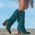 thumbnail image 1 of Cathalem Tall Boot Socks Wide Calf Women Ladies Short Boots Square Heel Short Boots Casual Shoes Womens Wide Calf Boots Blue 8, 1 of 5