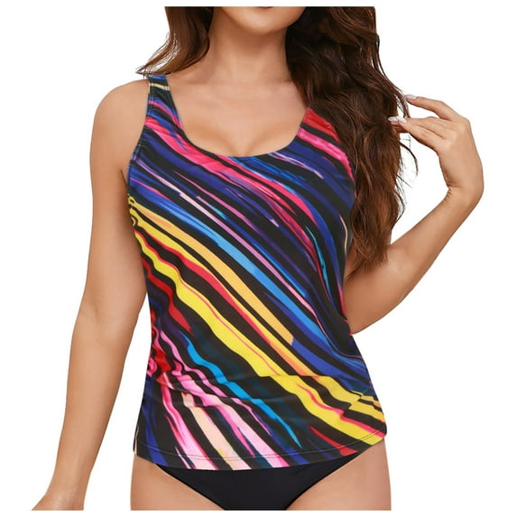 Cathalem Tankini Tops For Women Only Athletic Swim Top Modest Tankini Swimsuit No Bottom (Hot Pink,L)