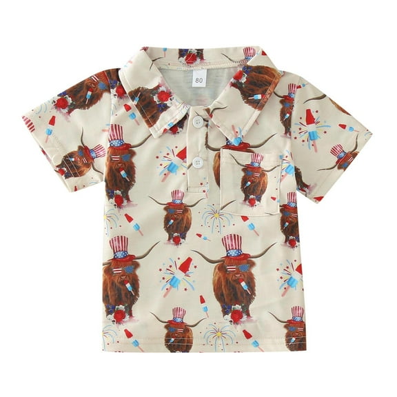 Cathalem Toddler Boy Shirts Boys Hawaiian Shirts Novelty Printed Funky Short Sleeve Button Down Shirt (Brown,100)