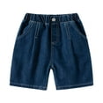 thumbnail image 1 of Cathalem Toddler Boy Shorts Adjustable Waist Boys Stretch Denim Shorts (Dark Blue,2-3 Years), 1 of 4