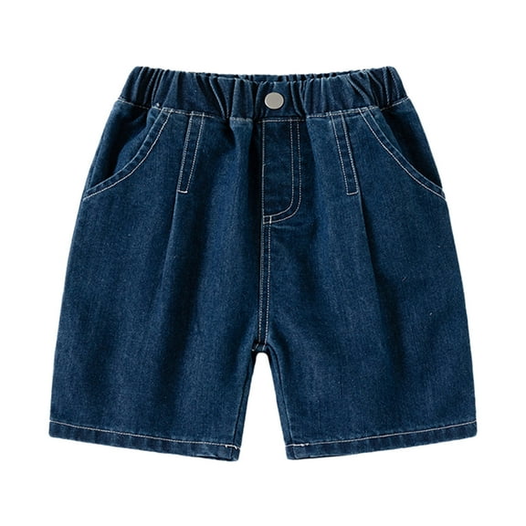Cathalem Toddler Boy Shorts Adjustable Waist Boys Stretch Denim Shorts (Dark Blue,2-3 Years)