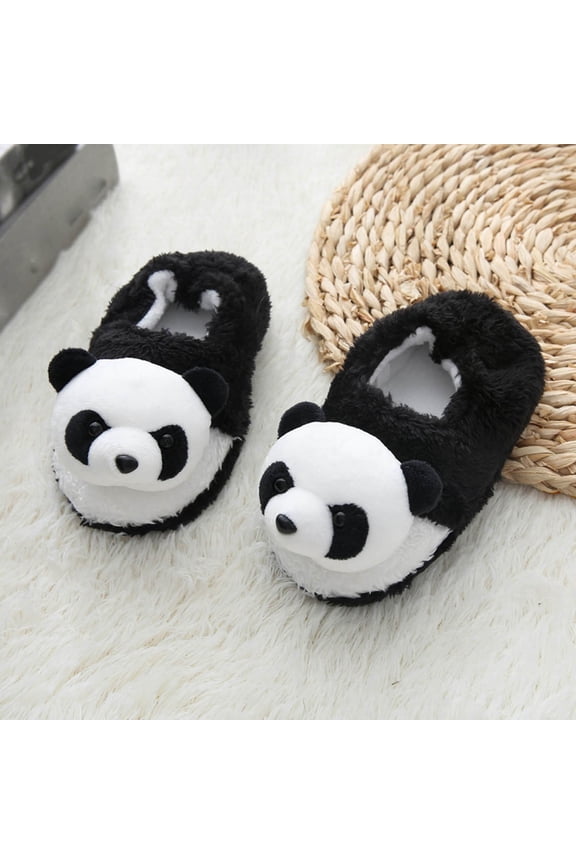 Toddler Boy Slip on Shoes Childrens Girl Cotton Slippers Cute Stereoscopic Panda Warm Indoor Girls Shoes Size 7 Toddler Shoes Black 2.5 Years
