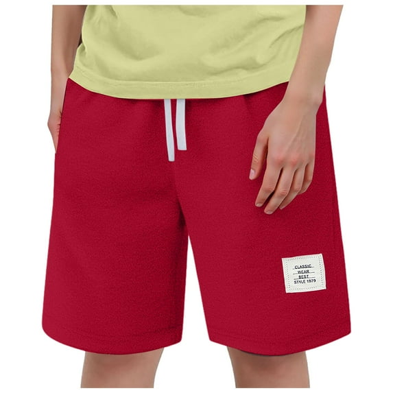 Cathalem Toddler Boys Shorts Toddler Kids Boys Shorts Athletic Shorts with Drawstring Boys Basketball Running Shorts (Red,18-24 Months)