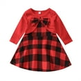 thumbnail image 1 of Cathalem Toddler Dress Casual Dress Girls Size 8 Xmas Toddler Kids Baby Girls Long Sleeve Patchwork Plaid (Red, 3-4 Years), 1 of 7