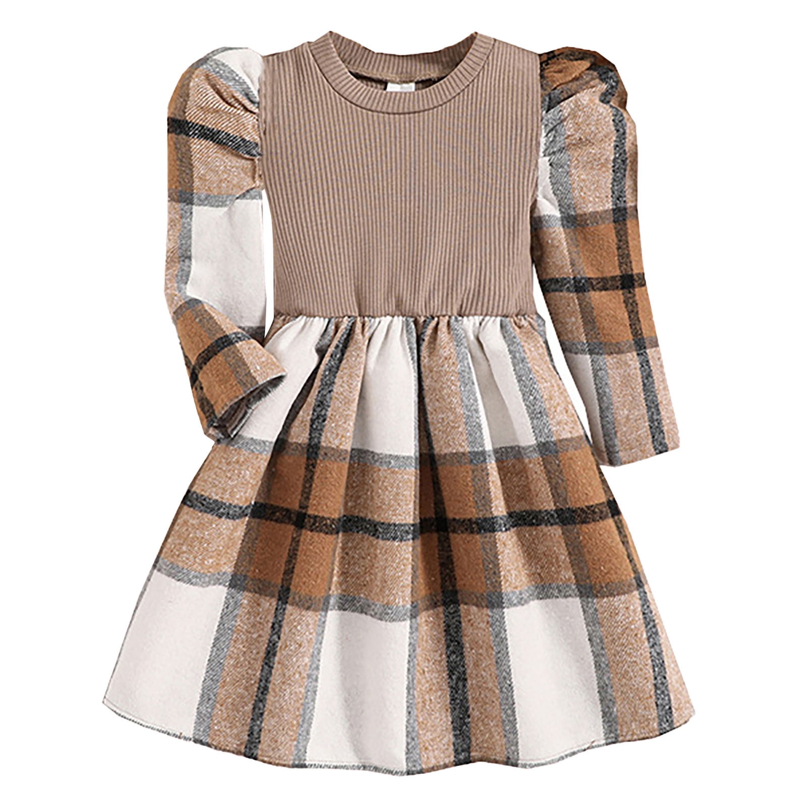 Cathalem Toddler Dress Dress for Girls for Party Toddler Girls Long Sleeve  Prints Dress Dance Party Dresses Fall Girls (Brown, 4-5 Years) - Walmart  Business Supplies