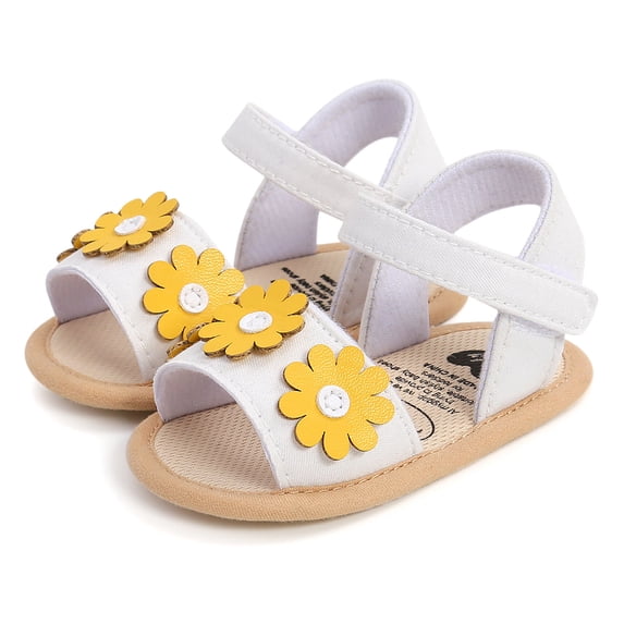 Cathalem Toddler Girl Size 7 Sandals Shoes Girls Baby Shoes Flowers Walk Girls Outdoor Sandals Summer For Baby Shoes for Boys White 12