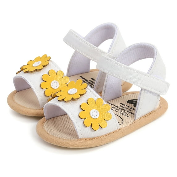 Cathalem Toddler Girl Size 7 Sandals Shoes Girls Baby Shoes Flowers Walk Girls Outdoor Sandals Summer For Baby Shoes for Boys White 6
