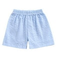 thumbnail image 1 of Cathalem Kids Toddler Boys Girls Gingham/Seersucker Shorts Elastic Waist Plaid/Striped Elastic Waist Shorts Pants Bottoms Sky Blue 18-24 Months, 1 of 9