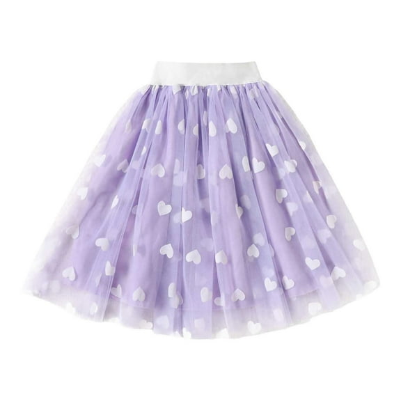 Cathalem Dance Skirts for Girls Kids Girls Skirt Casual Mini Flare Plain Pleated Stretch Waist Skater Uniform Skirts (Purple,7Y)