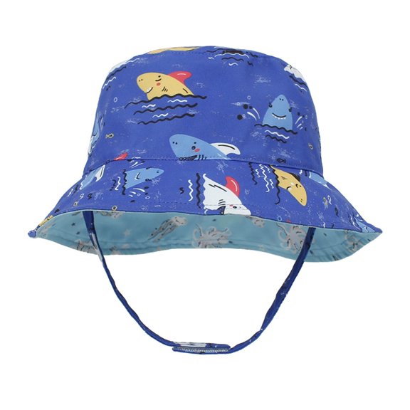 Cathalem Toddler Summer Hat Kid's Cartoon Sun Hat Wide Brim UPF 50+ Hat For Toddler Boys Girls Adjustable Baseball Flat Hat Hat Blue Small