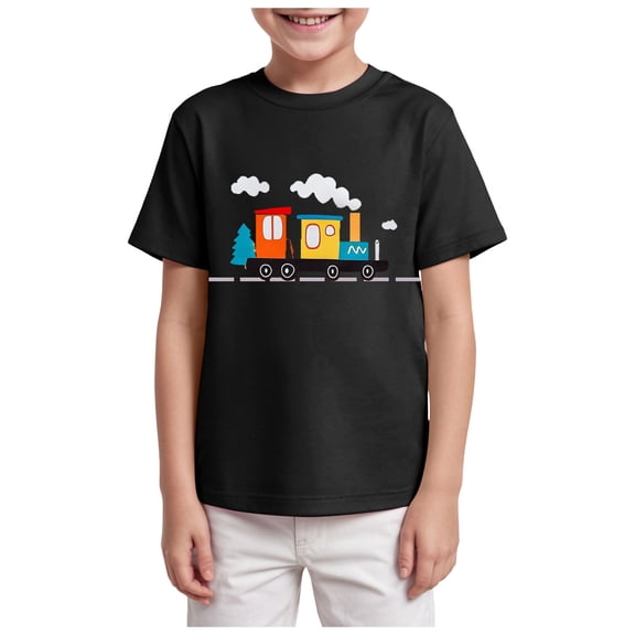 Cathalem Train T Shirt Toddler Graphic Tee, Cotton Black 7-8 Years