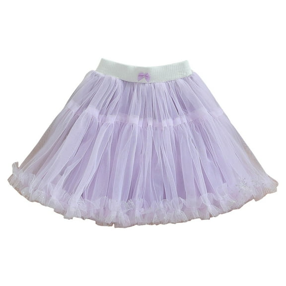 Cathalem Tulle Skirt for Girls Toddler Girls Layered Tutu Skirt Sparkling Sequin Tulle Dance Skirts (Purple,90)