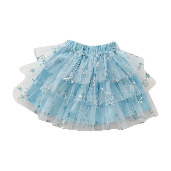 Cathalem Tulle Skirt for Girls Toddler Girls Tutu Skirt Kids Solid Tiered Princess Party Layered Little Tulle Skirts for Girls (Blue,110)