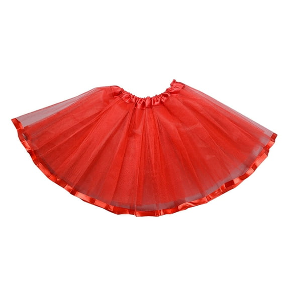 Cathalem Tulle Skirt for Girls Toddler Girls Tutu Skirt Kids Solid Tiered Princess Party Layered Little Tulle Skirts for Girls (Red,3-8 Yesrs)