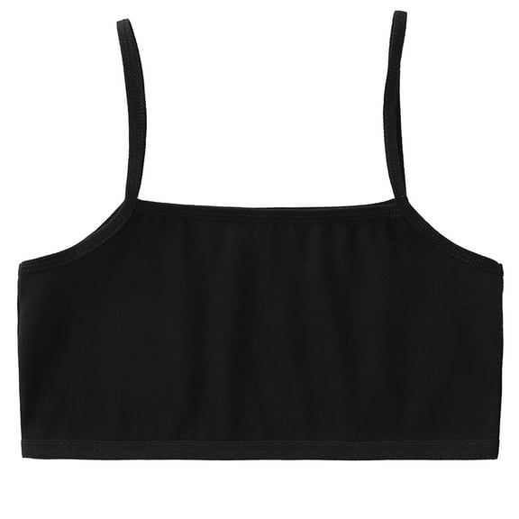 Cathalem Underwear for Girls Cotton Girls Training Bra - Crop Cami Training Bras for Girls with Adjustable Straps (Black,M)