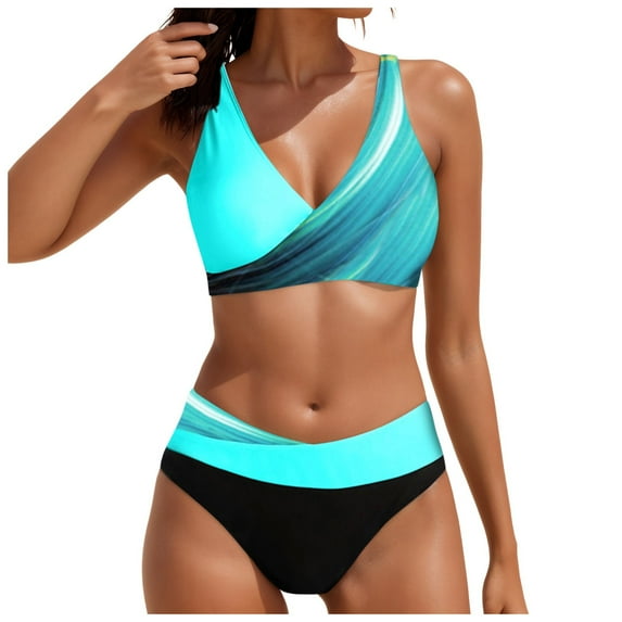 Cathalem Underwire Swimsuits for Women Spaghetti Strap Push Up Swimsuit Cheeky Two Piece Bathing Suit (Mint Green,XXL)