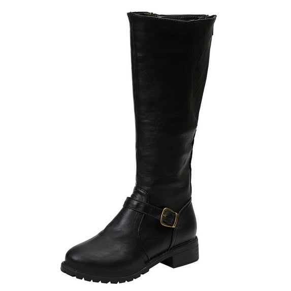 Cathalem Wide Calf High Boots for Women Zipper Warm Vintage Leather Women Keep Toe Boots Boots Thigh High Boots for Women Size 11 Black 9