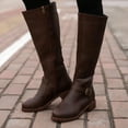 thumbnail image 1 of Cathalem Wide Calf High Boots for Women Zipper Warm Vintage Leather Women Keep Toe Boots Boots Thigh High Boots for Women Size 11 Brown 8.5, 1 of 4