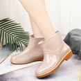 thumbnail image 1 of Cathalem Wide Foot Winter Boots for Women Waterproof Low Heeled Buckle Middle Boots Shoe Rain Toe Extra Wide with Boots Women Khaki 7.5, 1 of 3