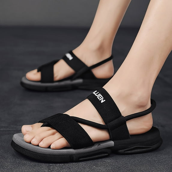 Cathalem Wide Sandals for Men Beach Slipper For Men Outdoor Sole Flip Flops Summer Men Two Wear Sandals Two Strap Sandals Men Grey 8