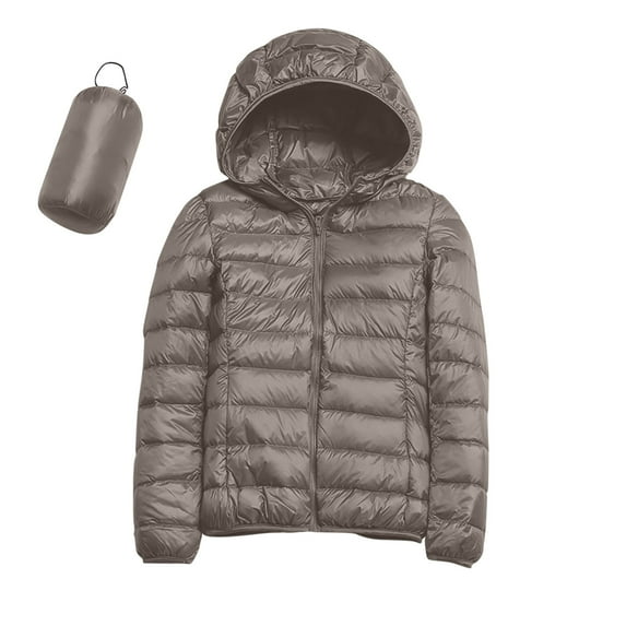Cathalem Winter Jackets for Women Women Puffer Jacket Hooded Warm Lightweight Packable Quilted Puffer Coat Outwear (Khaki,XXL)