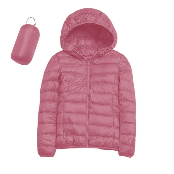 Cathalem Winter Jackets for Women Women Puffer Jacket Hooded Warm Lightweight Packable Quilted Puffer Coat Outwear (Pink,M)