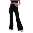 thumbnail image 1 of Cathalem Women Jeans Women's Plus Size Super Flare High Rise Pull On Jeans (Black,S), 1 of 3