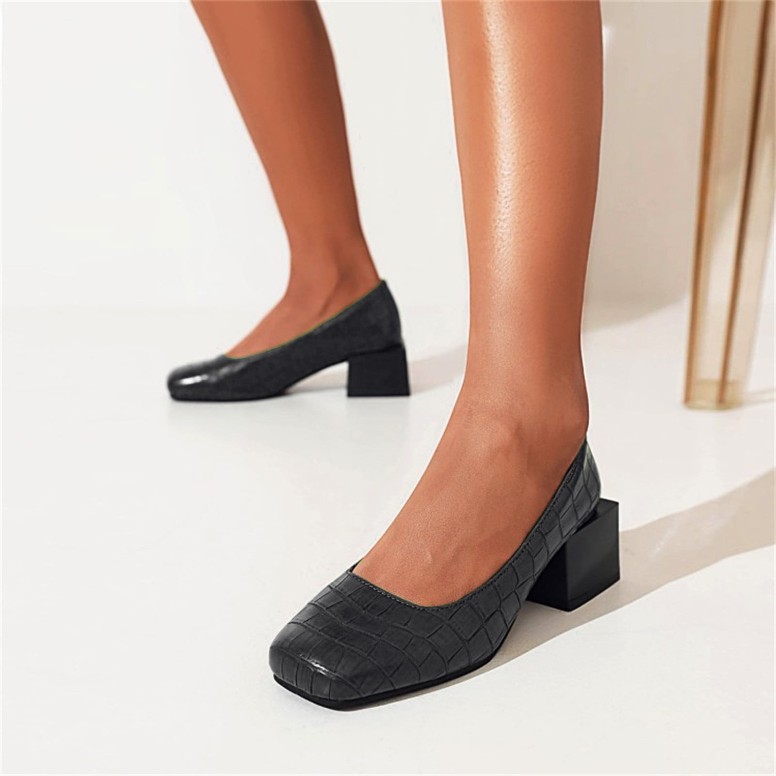 Cathalem Womens Casual Heels Shoes Ladies Fashion Square