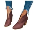 thumbnail image 1 of Cathalem Women's Ankle Boots Female Shoes Adult Boots for Women with Heel Tan Stacked Short Leather Boots Booties Heel Women's Boots Fahsion Boots Snow Boots for Women (Red, 9), 1 of 6