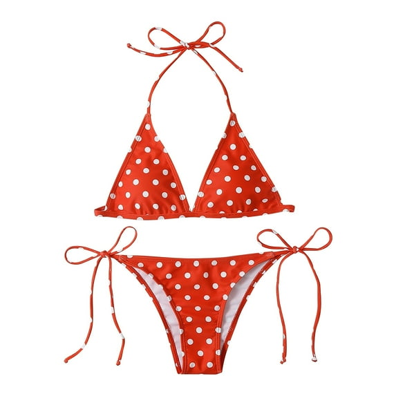 Cathalem Bikini Sets for Women Push Up Twist Front Spaghetti Straps Ruched Two Piece Swimsuit Bathing Suit (Red,M)