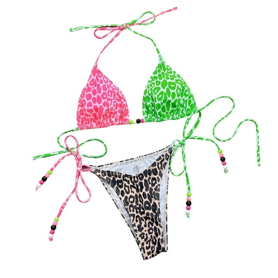 Cathalem Women's Bikini Swimsuits Women Swimsuit Bikini Set High Waisted Push Up Cheeky Drawstring Two Piece Bathing Suit (Pink,L)