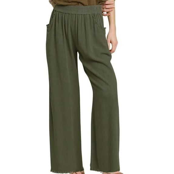 Cathalem Women’s Casual Baggy Pants High Waisted Pants Work Pants Women Plus Size(Orange,M)