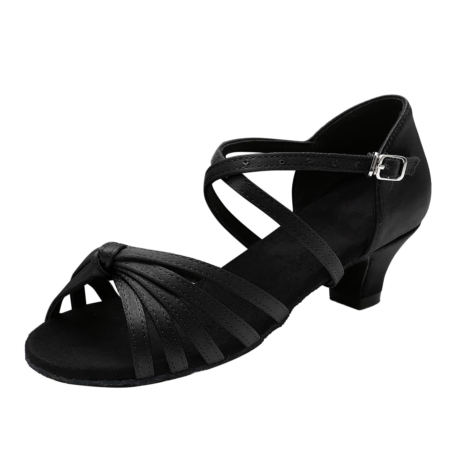 Men's Leather Jazz Dance Shoes - Latin Style, Lace-Up, 4CM Heel, Closed Toe, Suede Sole (Black, Size 10)
