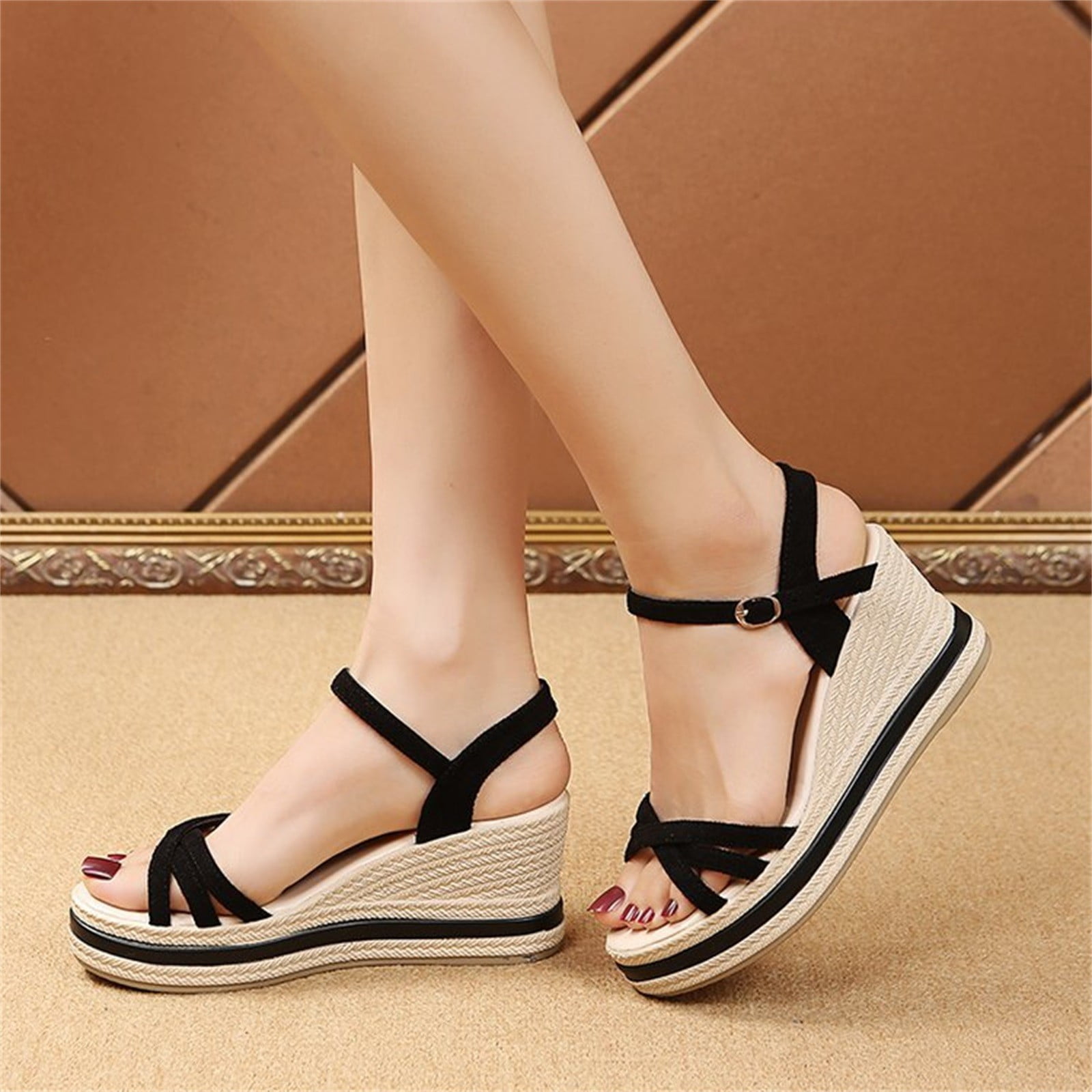 Cathalem Womens Designer Sandals Size 8 Sandals Flat Summer Women Casual  Slippers Shoes Retro Platform Sandals for Women Wedding White 8 