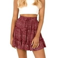 thumbnail image 1 of Cathalem Women's High Waisted Skirts Elasticized Waistband A Line Mini Skirt Mini Skirts for Women Trendy(Red,S), 1 of 5
