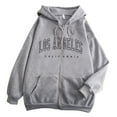 thumbnail image 1 of Cathalem Women's Letter Print Hoodie - Zip Up Long Sleeve Pullover Sweatshirt, Casual Loungewear, Trendy Streetwear, Fleece Lined Hooded Jacket for Women (Grey,L), 1 of 3