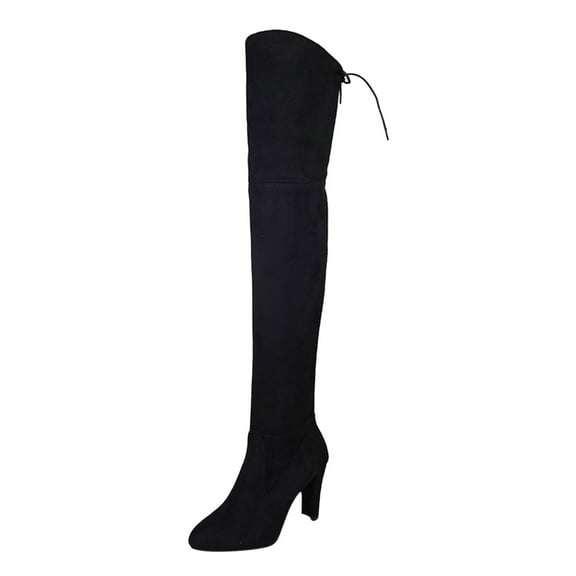 Cathalem Women's Over-the-Knee Female Shoes Adult Wide Calf Boots for Women over The Knee High Boots The Heels Over Boots Knee Shoes over The Knee Boots Flat for Women (Black, 9)