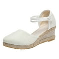 thumbnail image 1 of Cathalem Women's Sandals With Elastic Brand Roman Gladiator Fashion Flip Flop Shoes Womens Slides Comfort(White,42), 1 of 5