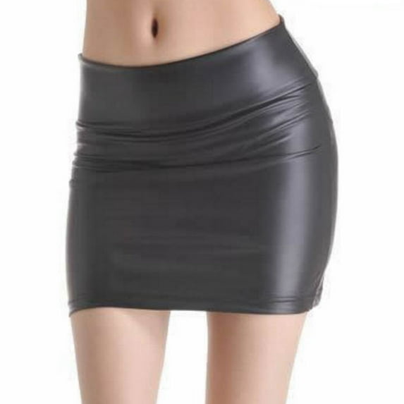 Cathalem Women's Skirt Elastic High Waist Mini Skirts for Women Trendy Womens Mini Skirts Vacation(Black,L)