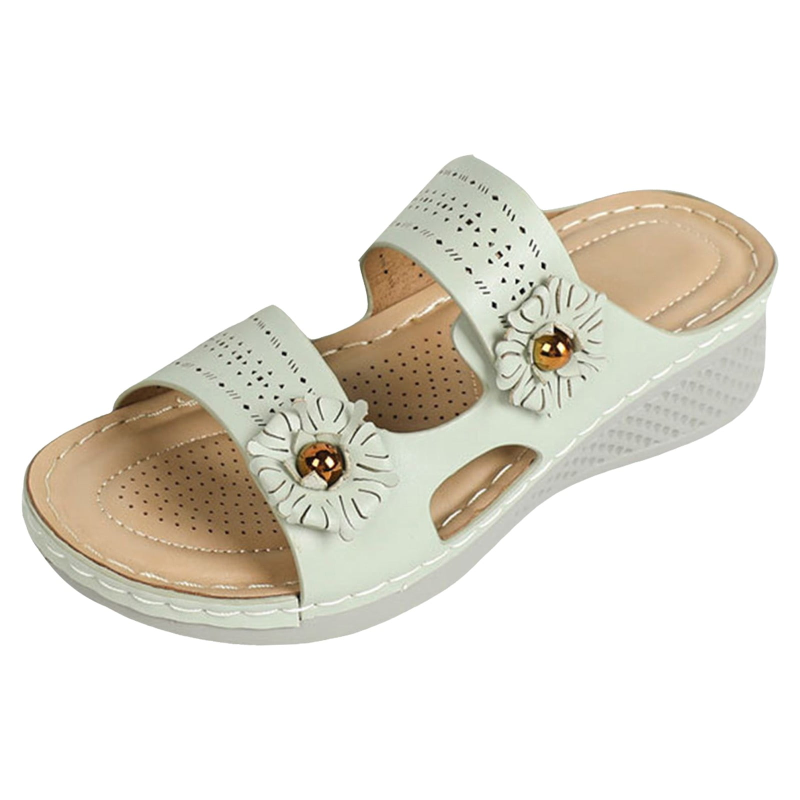 Cathalem Women's Slide Sandals Slip On Flat Sandals Casual Summer