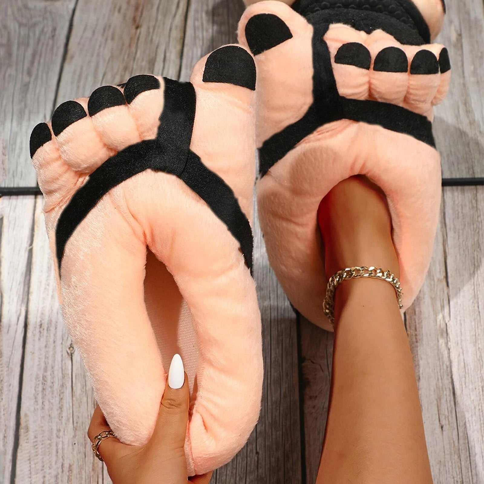 AONTUS Women's Super Soft Plush Buddies Slippers - Cozy Winter House Shoes, Black, Size 9-10 - View #3