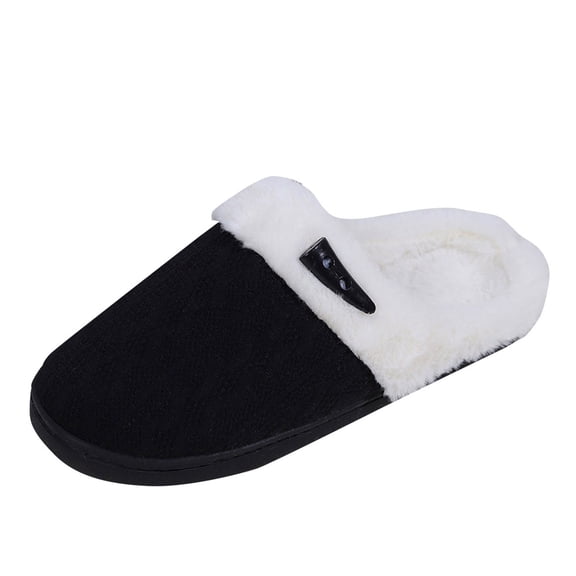 Cathalem Women's Slippers Women's Indoor Bedroom Slipper with Memory Foam, House Shoe with Anti-Skid Rubber Sole for Ladies (Black,8.5)