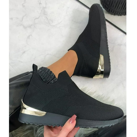 Cathalem Women's Wedge Sneaker Runing Solid Sports Color Outdoor Breathable Women Shoes Sneaker Wedges Shoes for Women Wedding Black 8