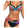 thumbnail image 1 of Cathalem Womens Bathing Suits Bikini Push Up Twist Front Spaghetti Straps Ruched Two Piece Swimsuit Bathing Suit (Multicolor,L), 1 of 3