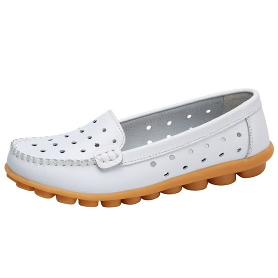 Cathalem Womens Born Casual Shoes Size 9 Women Comfort Walking Flat Loafer Slip On Casual Dress Shoes for Women Wide Width White 9