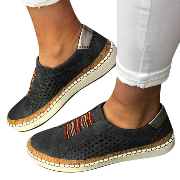 Cathalem Womens Born Shoes Casual Toe Slip Round Hollow Out Fashion Flat Shoes Women's Casual On With Women's Casual Shoes Winter Black 7.5