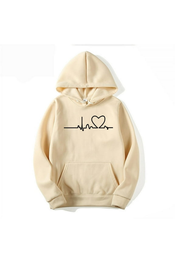 Womens Casual Hoodies Crew Neck Long Sleeve Sweatshirts with Pocket Lightweight Pullover Tops (Beige,XXL)