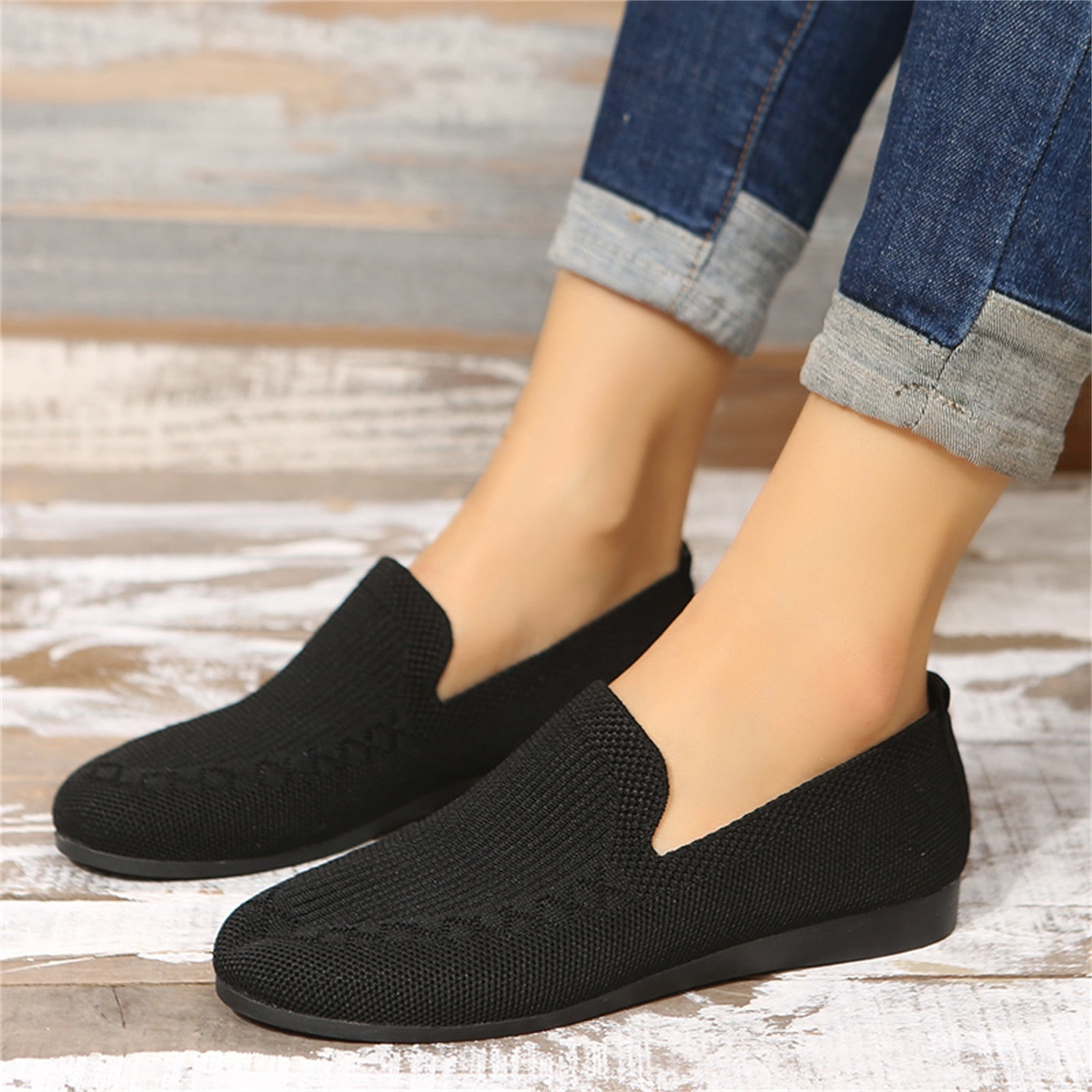 Cathalem Womens Casual Slip on Shoes Mesh Ladies Fashion Solid Color  Breathable Knitting Comfortable Size 9 Womens Shoes Casual Blue 7 